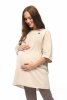MijaCulture - maternity and breastfeeding T-shirt / nightdress Amber M024 beige